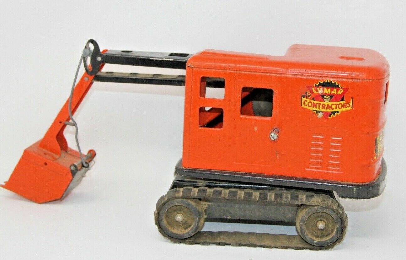 Marx Vintage Lumar Contractors Automatic Scoop Power Shovel Orange Free Shipping