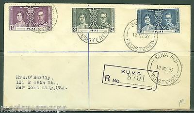 Fiji Coronation Of King George Vi Registerd First Day Cover To New York City
