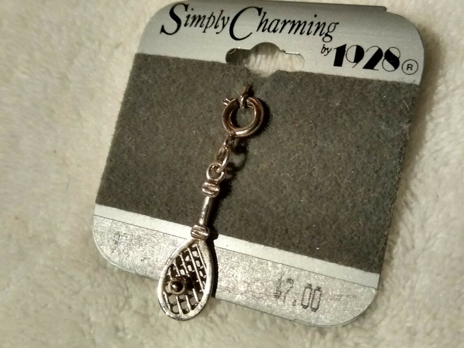 Simply Charming By 1928 - Nos - Tennis Request Charm On Card From The 80's