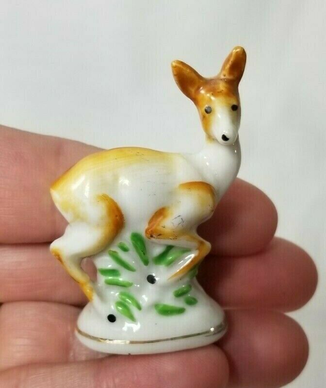 Vintage Mini 2" Deer Doe Figurine Japan Porcelain