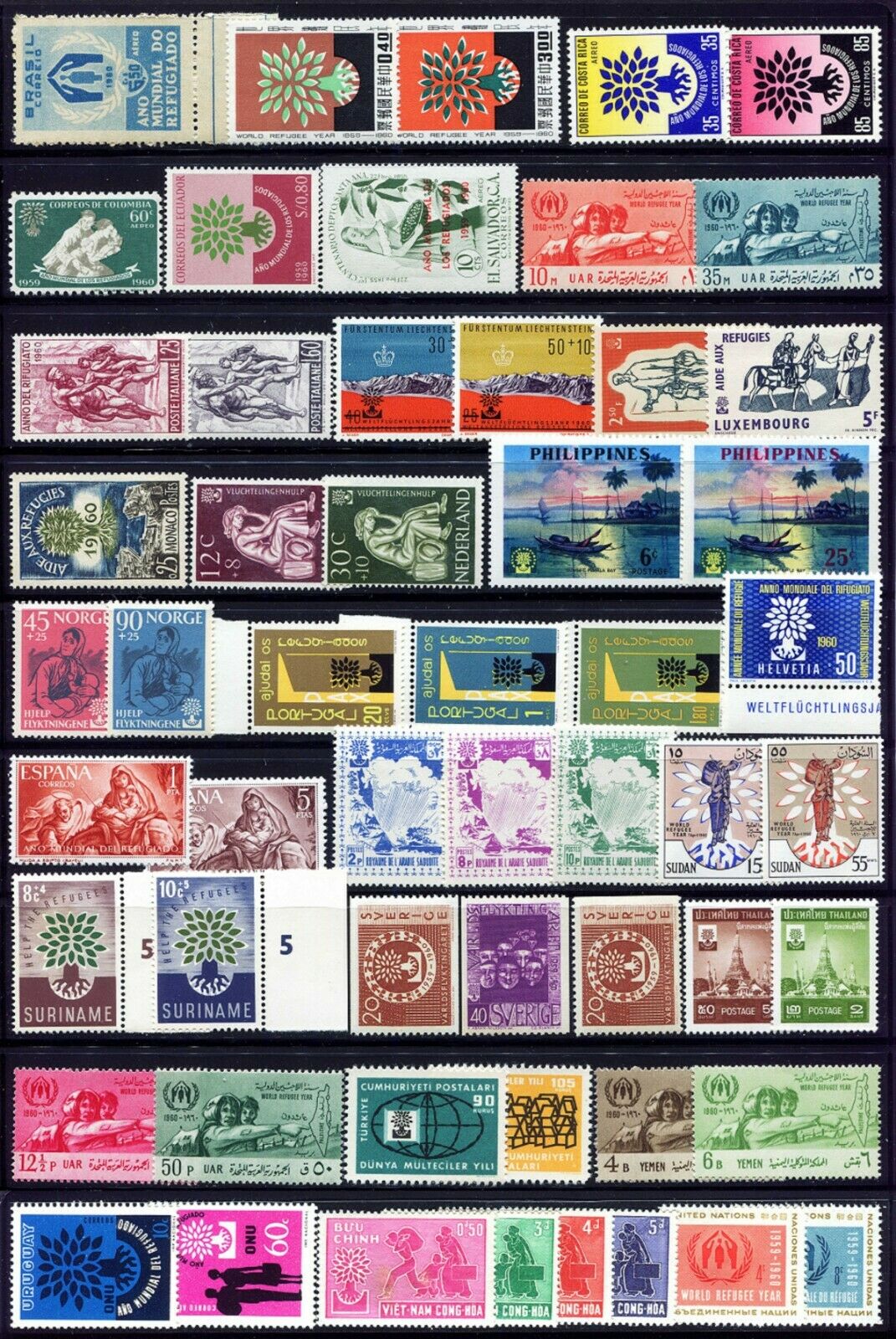 1960 Refugee Year Collection Groupe Of Countries Mnh Perfect