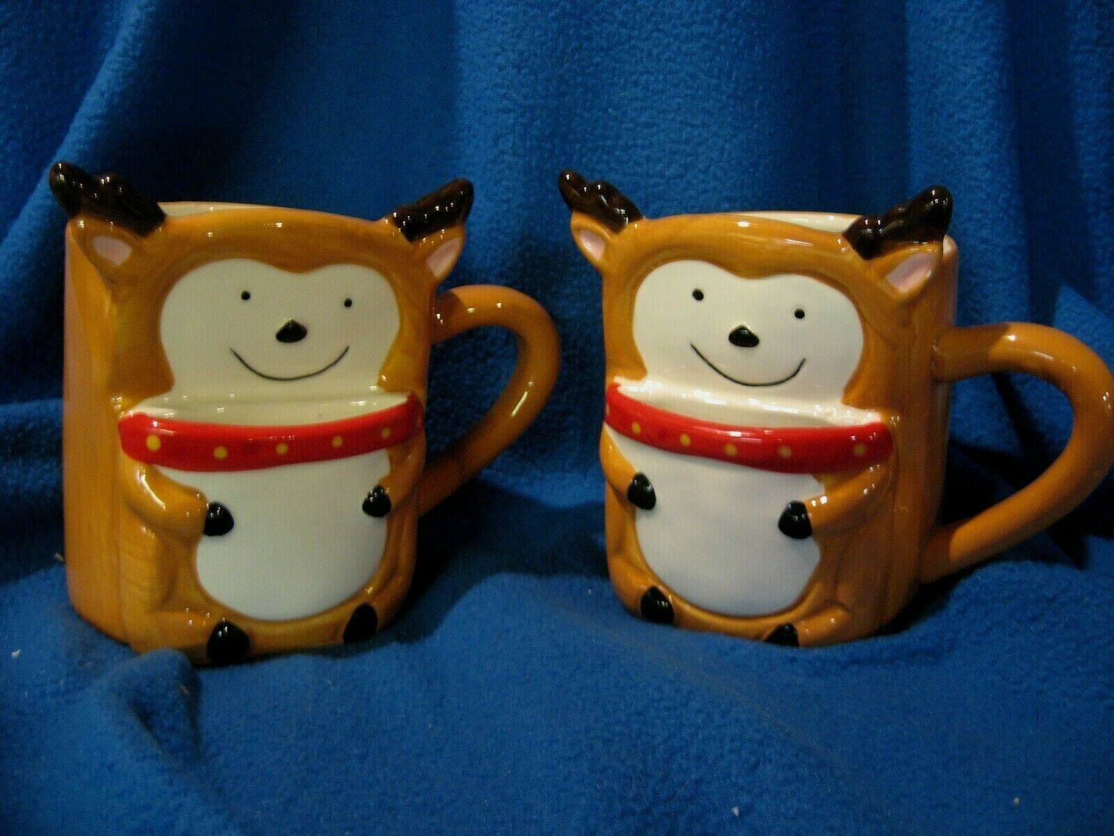 Transpac Set Of 4 Christmas Reindeer Tea Mugs / Hot Chocolate Mugs