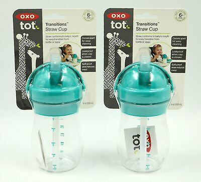 Oxo Tot Transitions Straw Cup Teal 9 Oz Pack Of 2