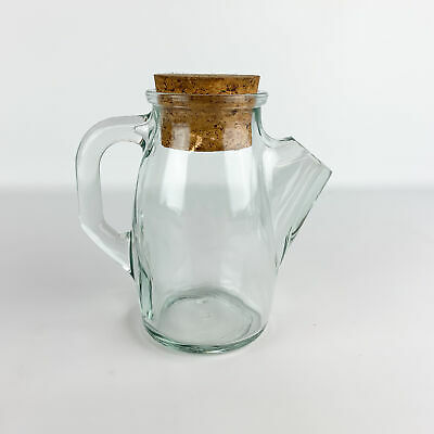 Vintage Westmoreland Clear Glass Pitcher With Snub Nose Spout Handle & Cork Top