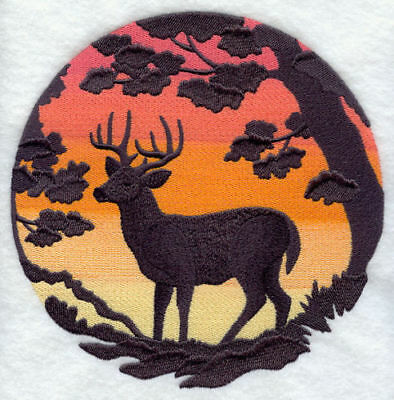 Embroidered Short-sleeved T-shirt - Deer Silhouette F6889 Size S - Xxl