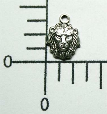44734         4 Pc Matte Silver Oxidized Small Lion's Head Charm Jewelry Finding