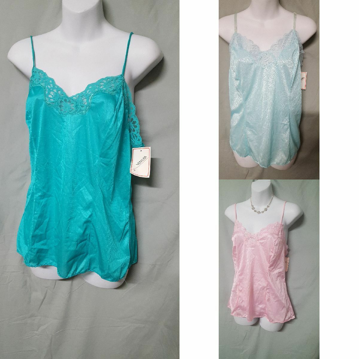 Ventura Pink Green Blue  Camisole Top Vintage Style Nylon Size  1x 2x  3x