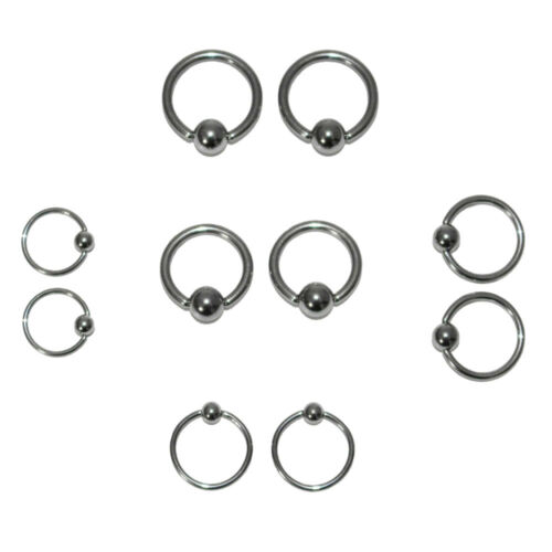 Pair Of Steel Captive Bead Ring Cbr Earrings 20,18,16,14 Gauge