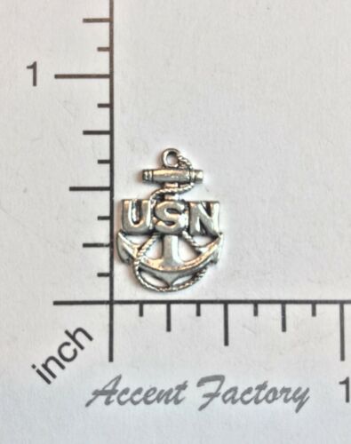 57604         Matte Silver Oxidized Us Navy Charm Brass Jewelry Finding