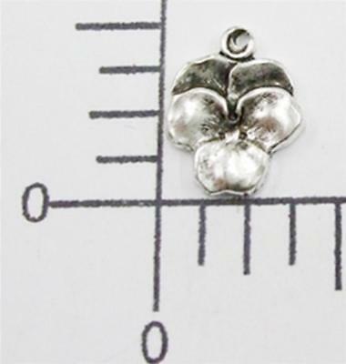 29814     2 Pc  Matte Silver Oxidized Small Victorian Pansy Flower Charm Finding