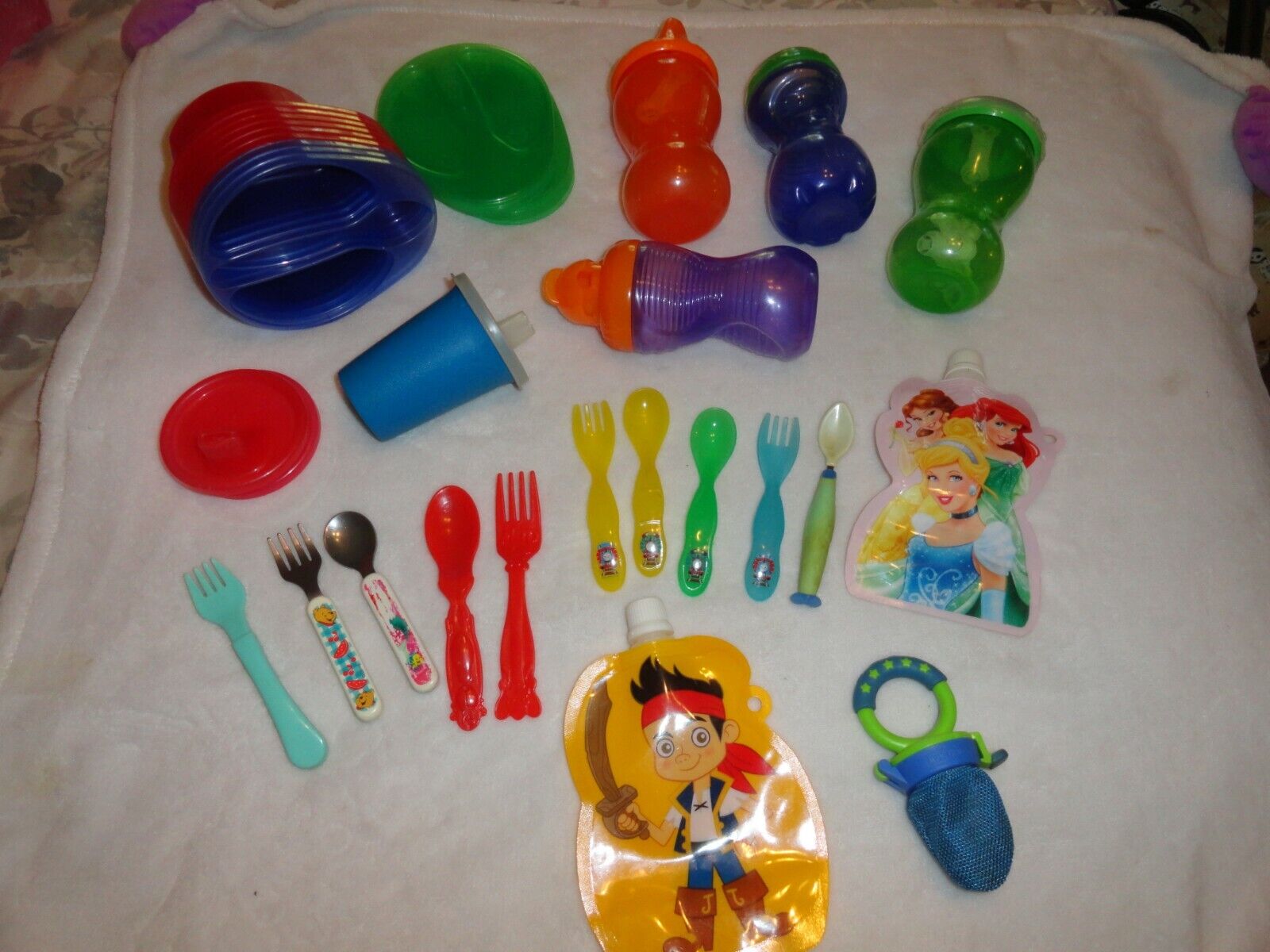 Baby Toddler Feeding Lot - Sippy Cups, Utensils ,mesh Feeder, Divided Containers