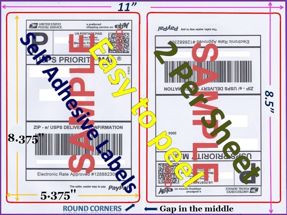 200 Premium Rounded Corner Shipping Labels 2 Per Sheet-8.5 X 11-self Adhesive