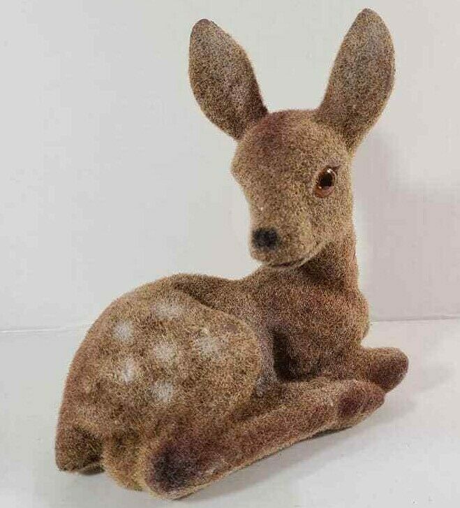 Vintage Felted Baby Deer Hf Made In Hong Kong