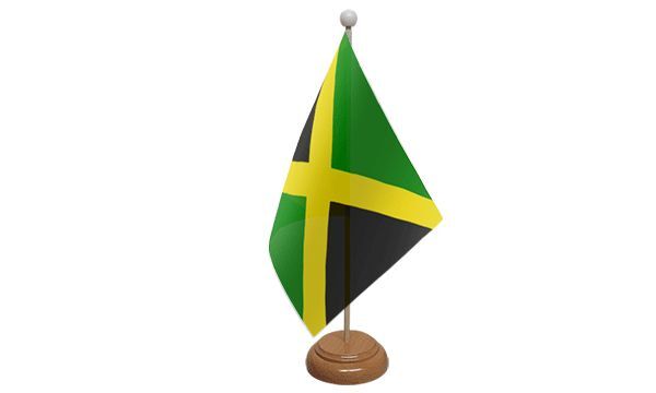 Jamaica Table Desk Flag With Wooden Base