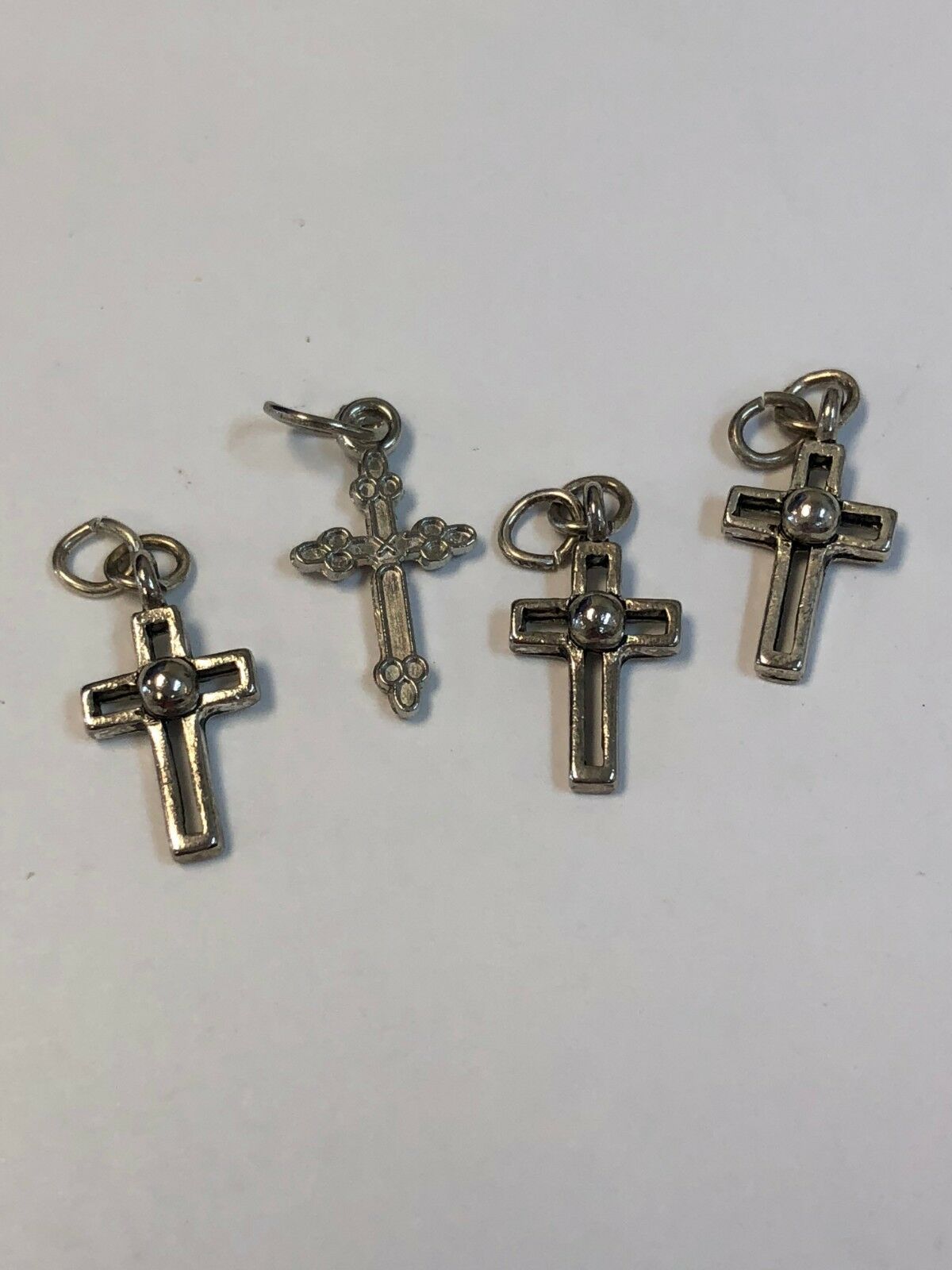 Lot Of 4 Silver Tone Cross Charms