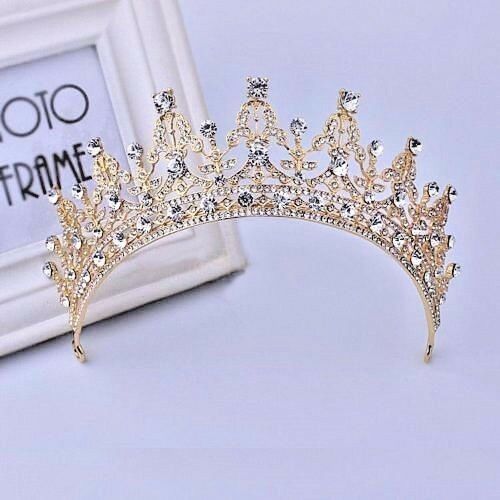 New Baroque Gold Bridal Girl Prom Jewelry Rhinestone Crown Tiara Headband