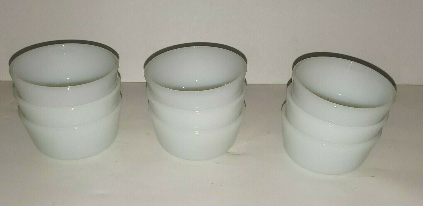 Anchor Hocking White Milk Glass Custard Ramekin Cups Lot/9 Usa 6 Oz Bowl #434