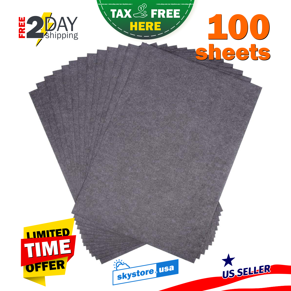 100psc Graphite Transfer Paper Sheets Tattoo Stencil Carbon Tracing Paper Black