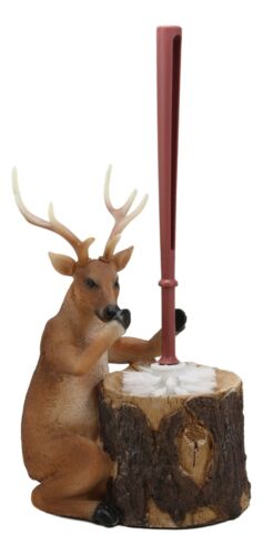 Eight Point Deer Stinky Potion Toilet Brush And Tree Stump Base Holder