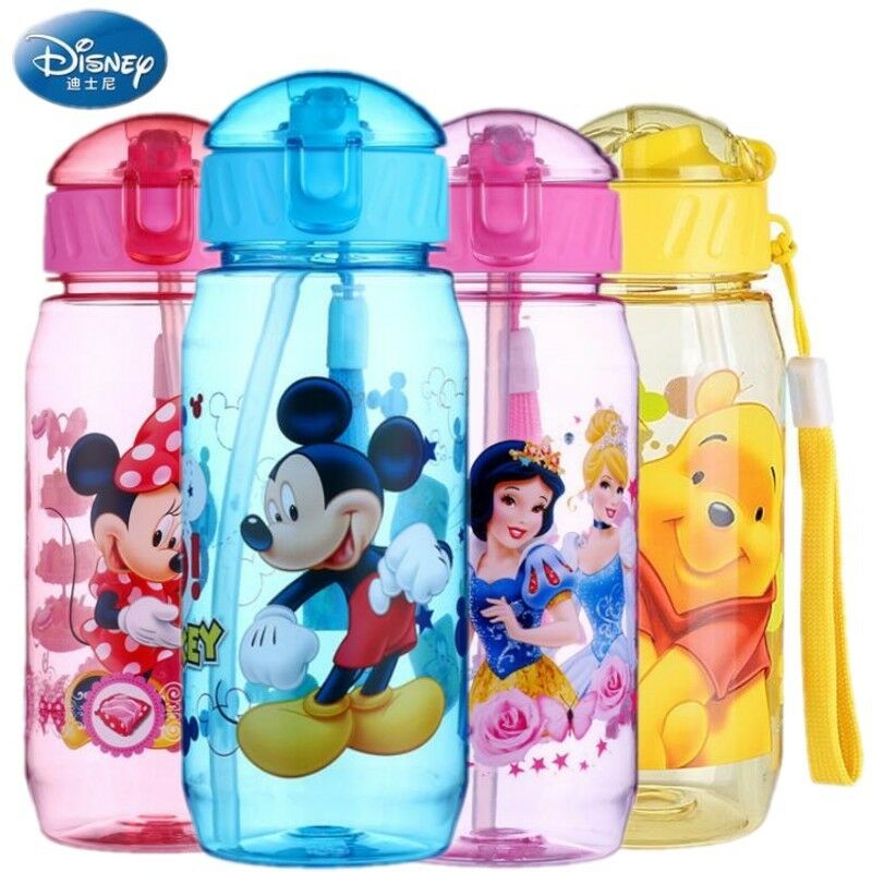 Baby Kids Children Disney School Drinking Water Straw Bottle Sippy Suction Cup