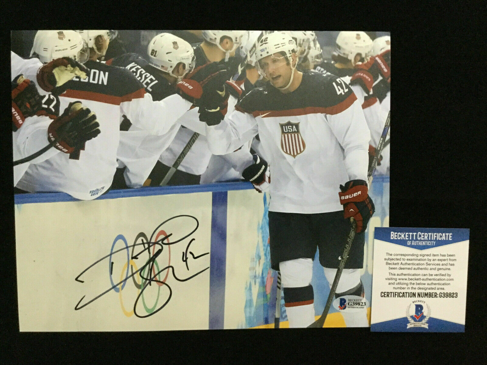David Backes Signed Usa Hockey 8x10 Photo Bas