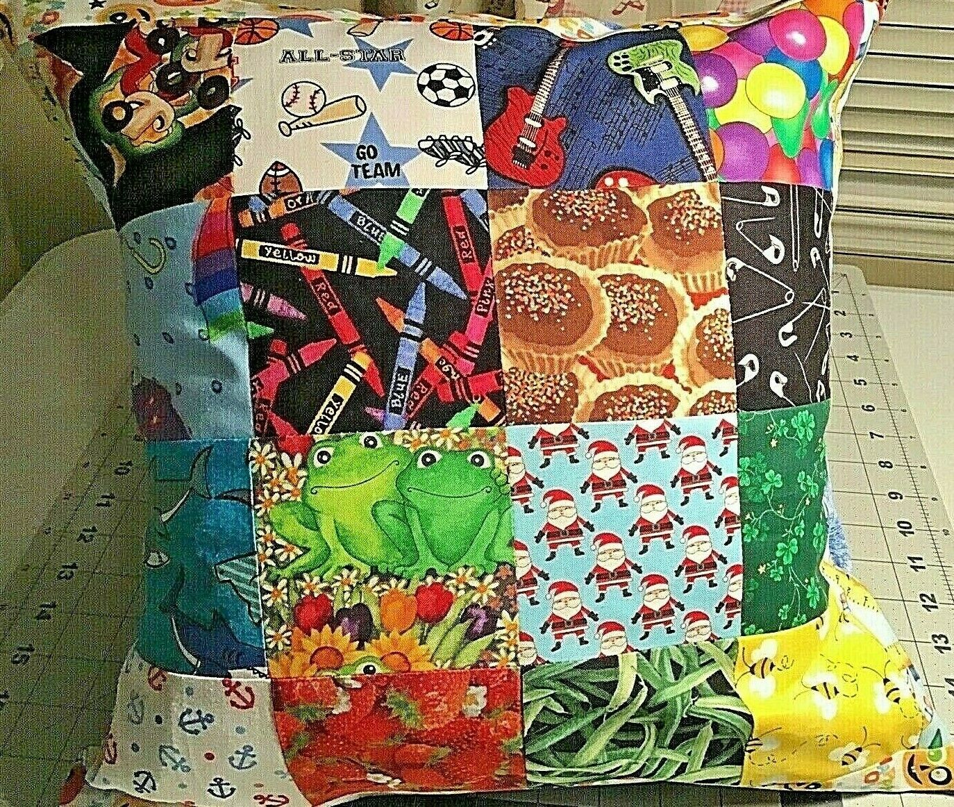 I Spy Quilt Square Pillow 16"x16" Handcrafted New
