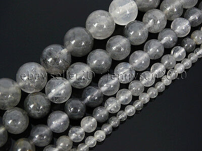 Natural Grey Cloudy Quartz Gemstone Round Beads 15.5'' 4mm  6mm 8mm 10mm 12mm