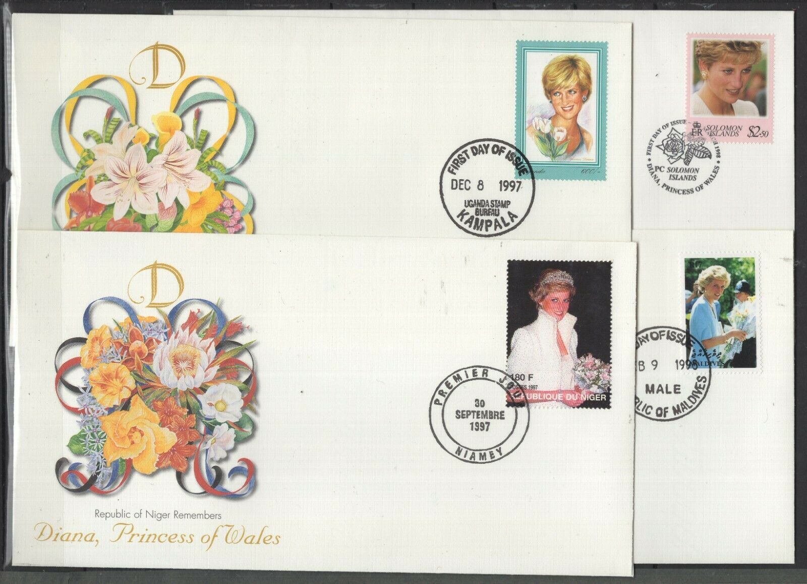 Bt142654/ Lady Diana – Stamps Used – Fdc – Niger Uganda Maldives Solomon