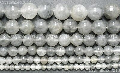 Natural Grey Cloudy Quartz Gemstone Round Beads 4mm 6mm 8mm 10mm 12mm 15.5"