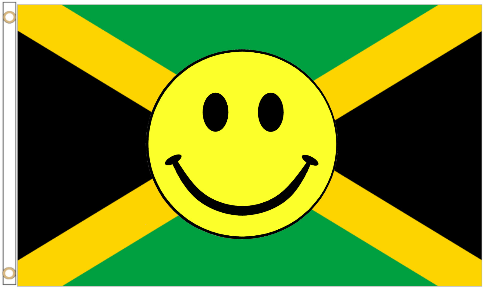 Jamaica Happy Face 5'x3' Polyester Flag