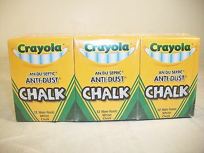 Crayola White Chalk - Anti Dust - Non Toxic - 12 Bxs - 12 Sticks Per Bx - 144 Ct