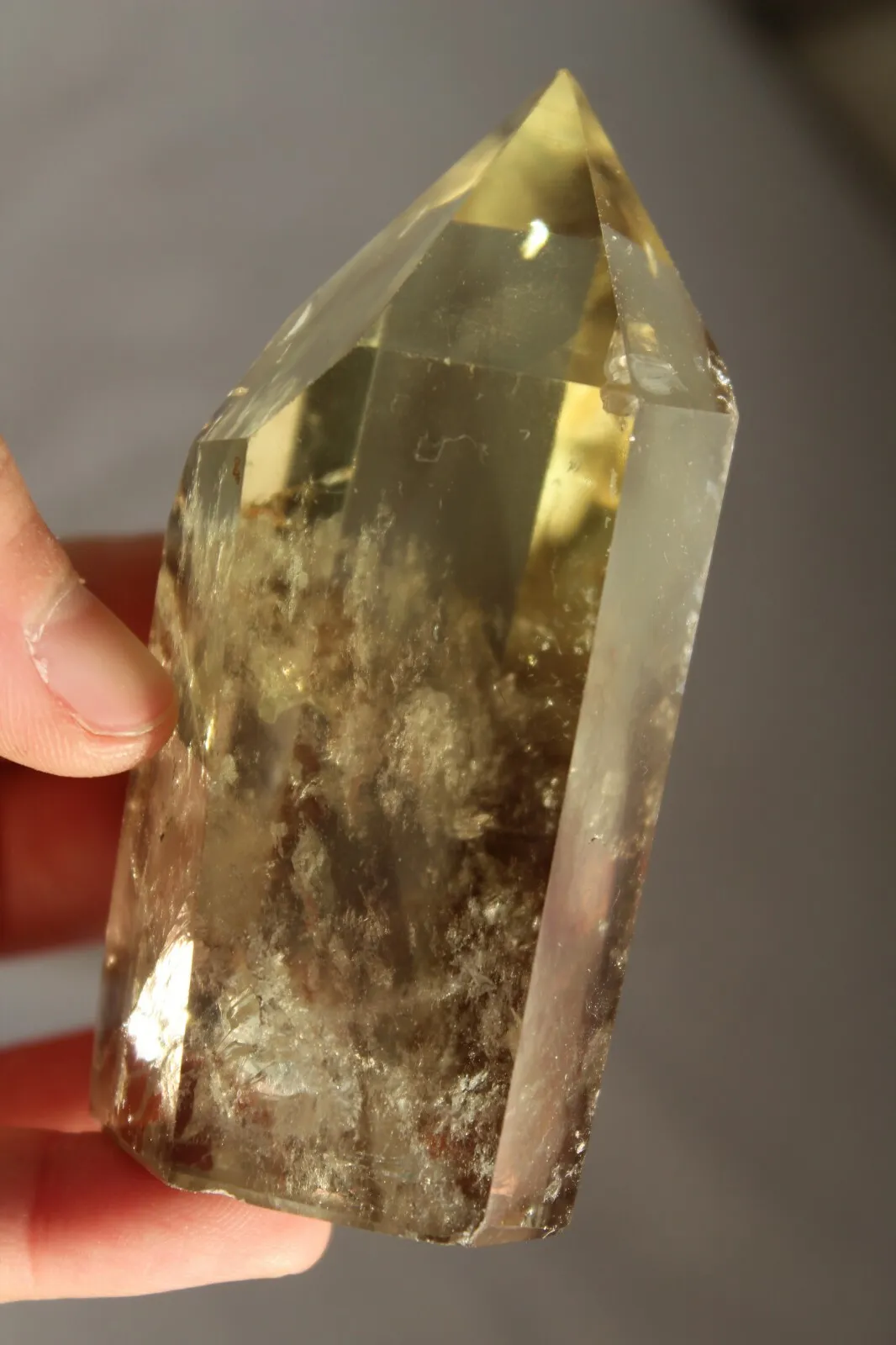 Top 240g Natural Yellow Citrine Quartz Crystal Point Healing K16