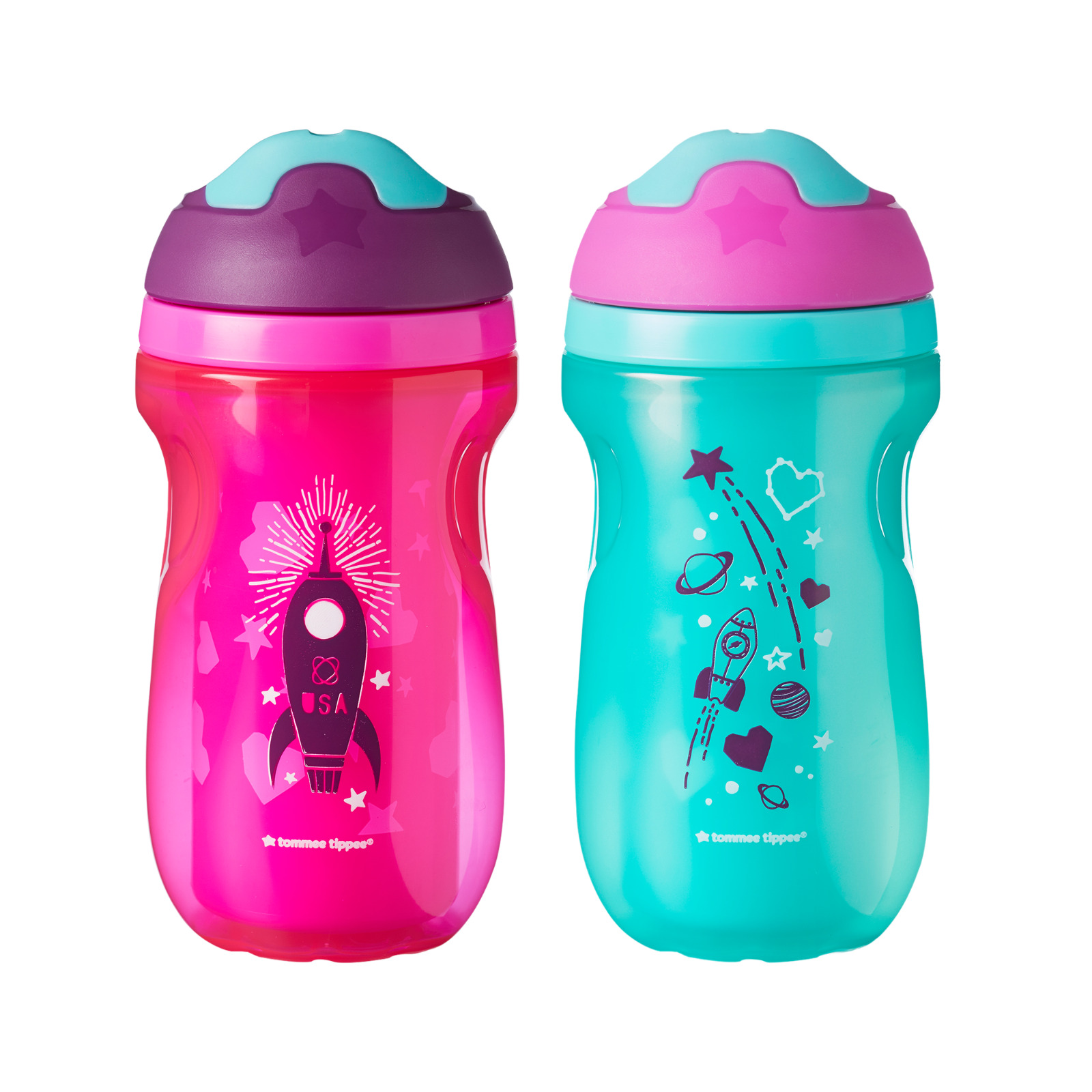 2 Pk Tommee Tippee Insulated Sippee Toddler Tumbler Cup 12+ Months Pink & Teal