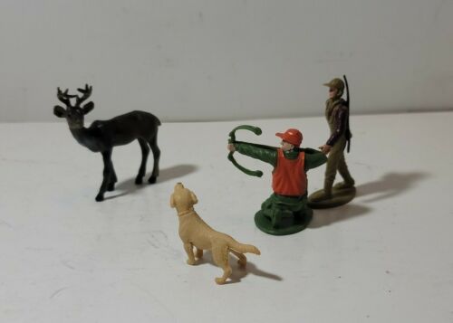 Deer Bow Hunter With Dog Figurine Plastic Man Cave Decor