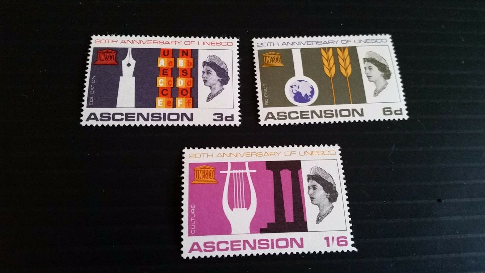 Ascension 1967 Sg 107-109 20th Anniv Of U.n.e.s.c.o. Mnh