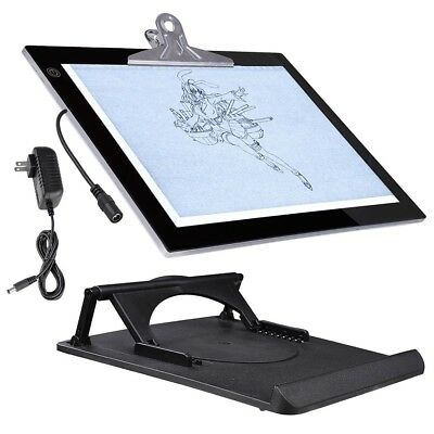 A4 14" Led Artist Stencil Board Tattoo Drawing Tracing Light Pad With Stand Clip