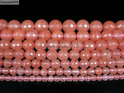 Natural Red Cherry Quartz Gemstone Faceted Round Beads 15.5'' 4mm 6mm 8mm 10mm