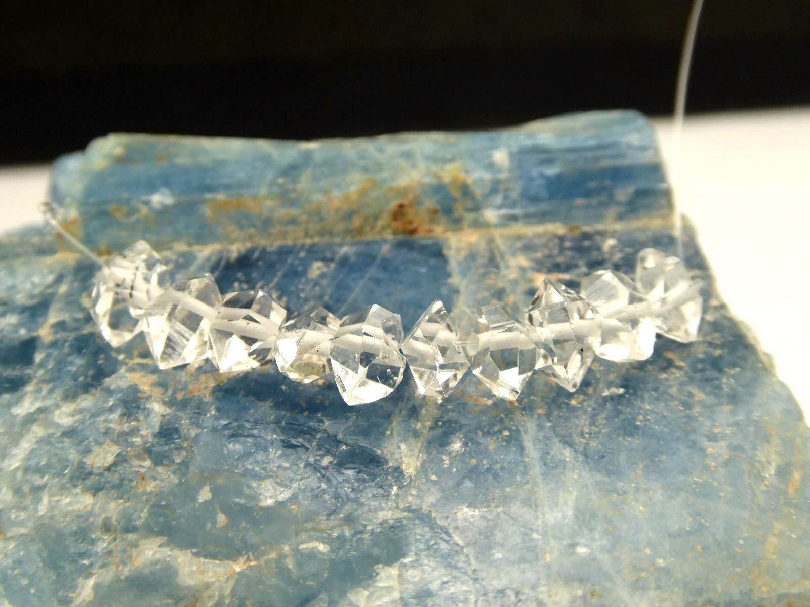 Genuine Herkimer Diamond Clear Quartz Double Terminated Beads 10 Pieces Gemstone