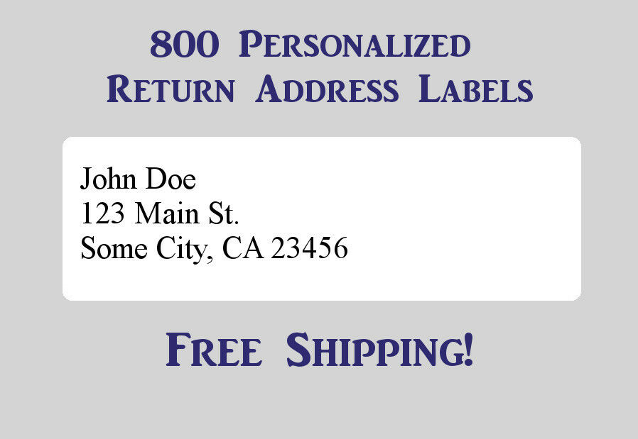 800 Printed Personalized Return Address Labels - 1/2 X 1 3/4 Inch