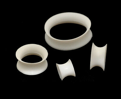 Pair Of Thin Walled White Silicone Plugs Gauges Set New Flexible Earskin