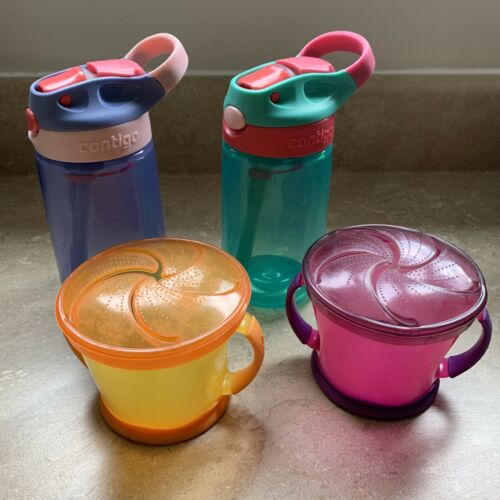 Toddler Snack Set - 2 Sippy Cups With Straws, 2 Spill-proof Snack Cups